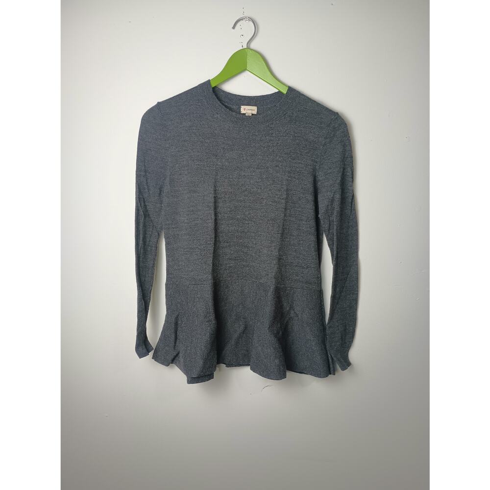 Cremieux Wool Gray Peplum Hem Long sleeve Base layer Blouse‎ Top Women XS